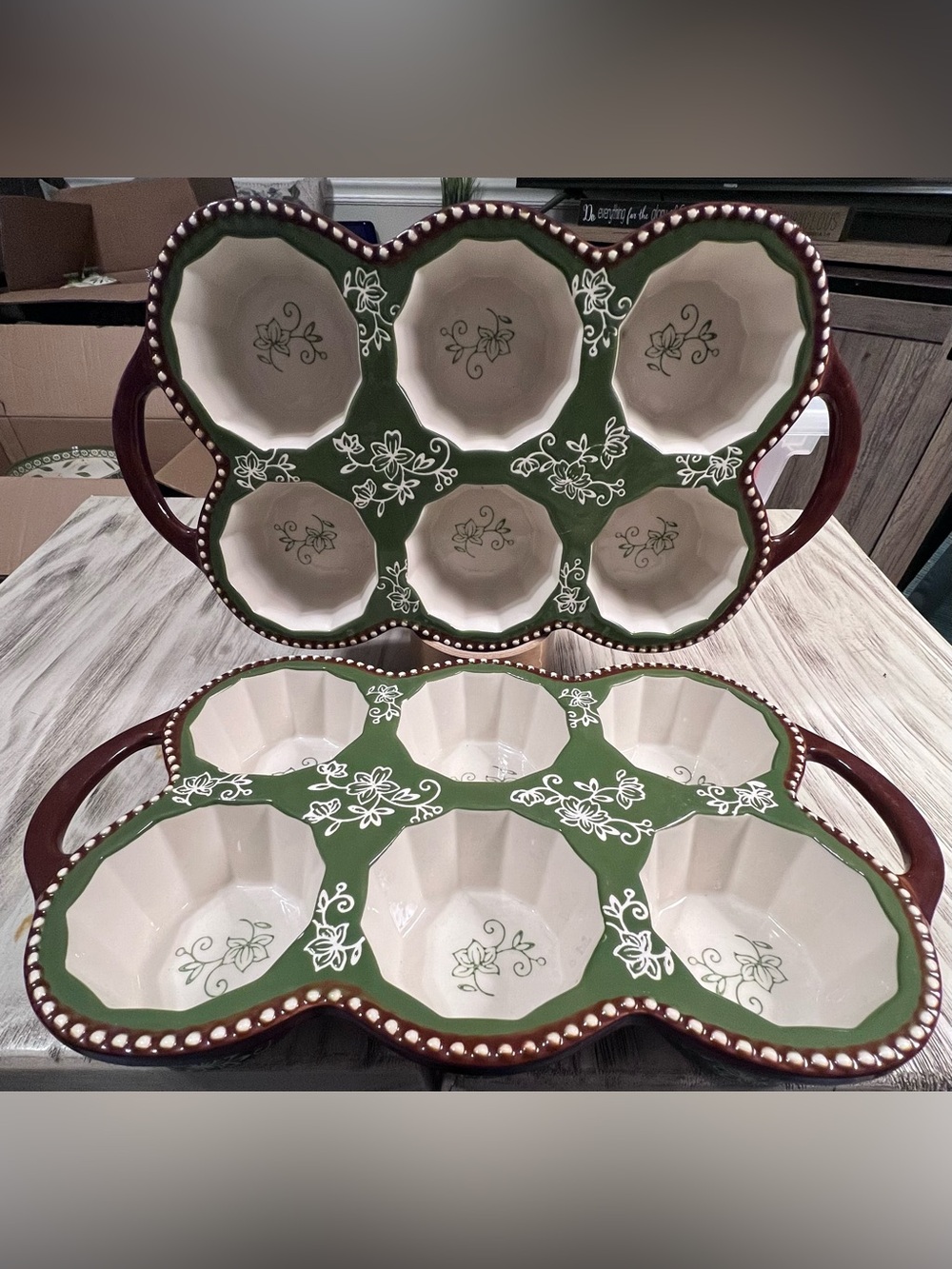 Temp-tations Floral Lace Green 6-Cup Muffin Pans Set of 2